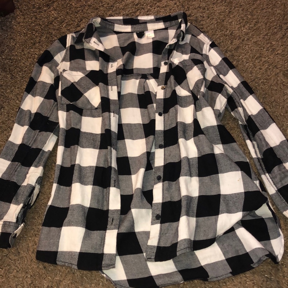 Checkered black and white flannel